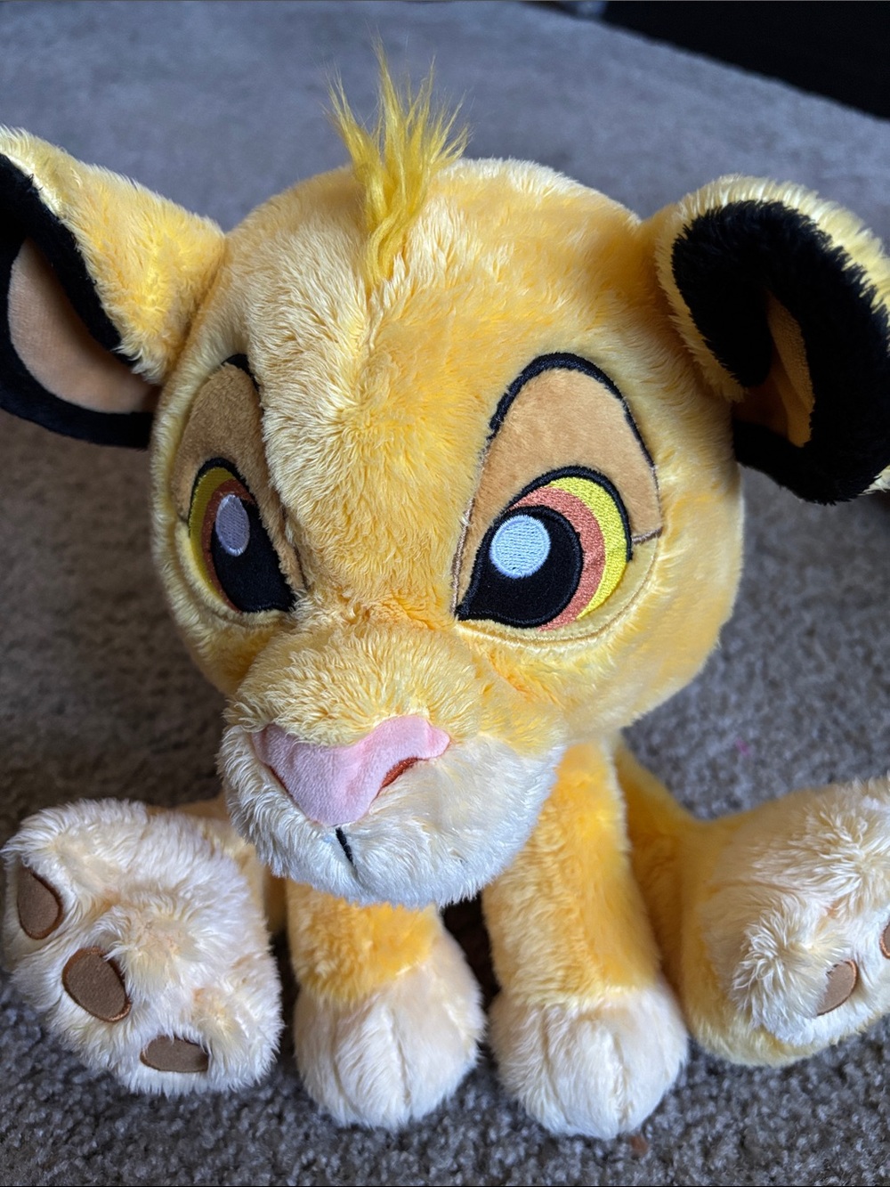 Disney Yellow Simba Plush Lion with Pink Nose